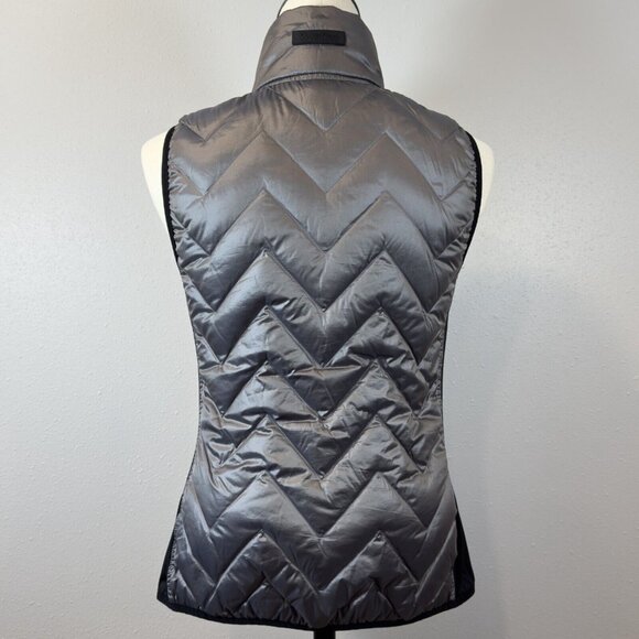 Calvin Klein Performance Womens Metallic Gray Puffer Vest Full Zip Size Small - Picture 2 of 15